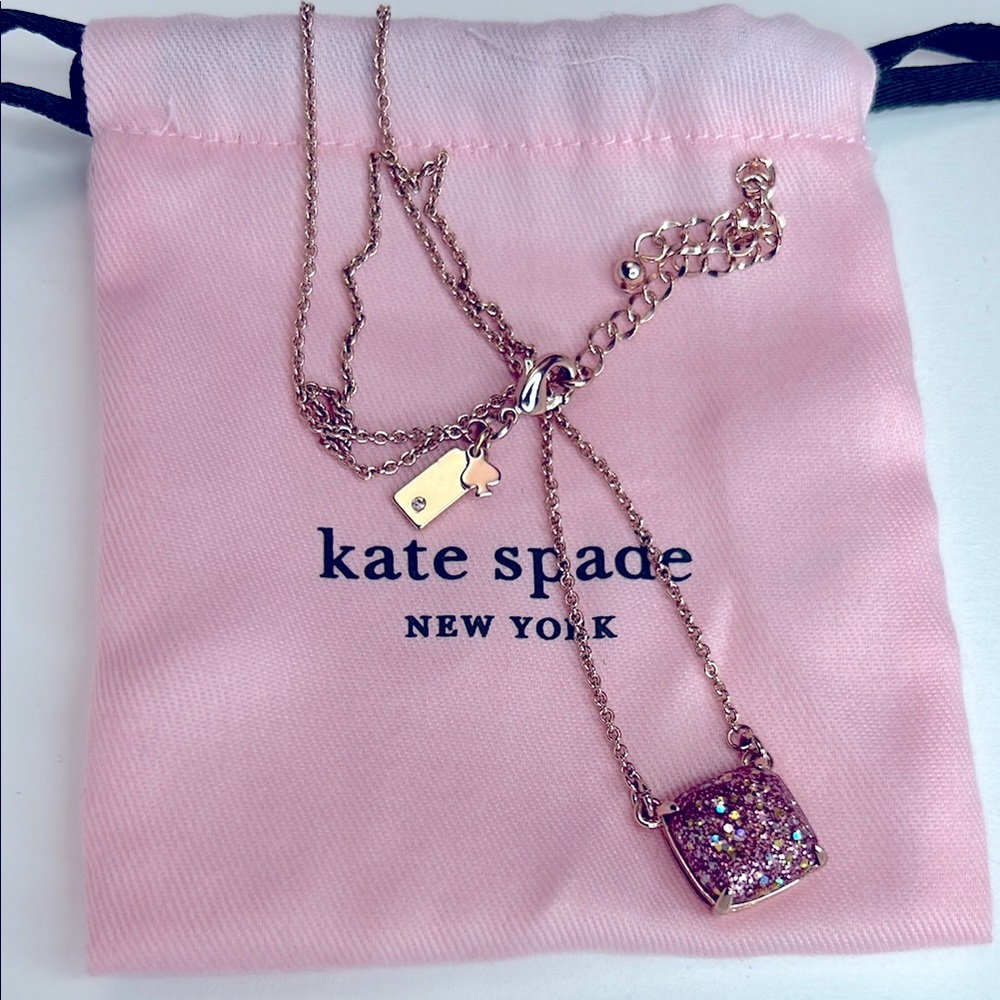 NWOT Kate Spade Rose Gold Necklace with Multicolor Pendant